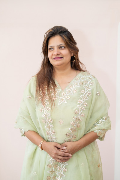 MINTGREEN SUMMERSILK HANDWORK SHORTKURTI FLAYED PLAZO AND ORGANZA DUPPTTA