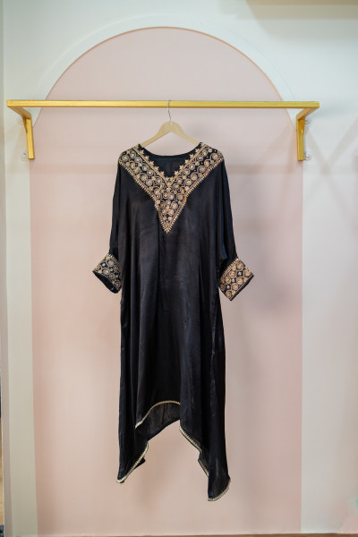 BLACK GAJJI HANDWORK KAFTAN PANT SET