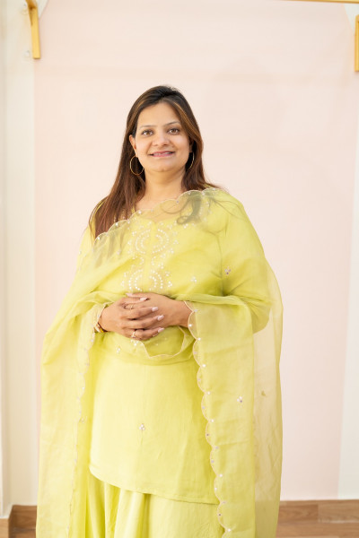 MINTGREEN HANDWORK SHORTKURTI,SKIRT AND ORGANZA DUPTTAA