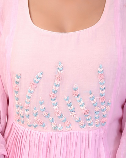 PINK HANDWORK MULCHANDERI SUIT SET