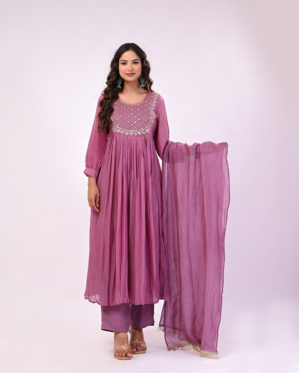 WINE MULCHANDERI HANDWORK SUIT SET