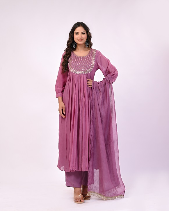 WINE MULCHANDERI HANDWORK SUIT SET