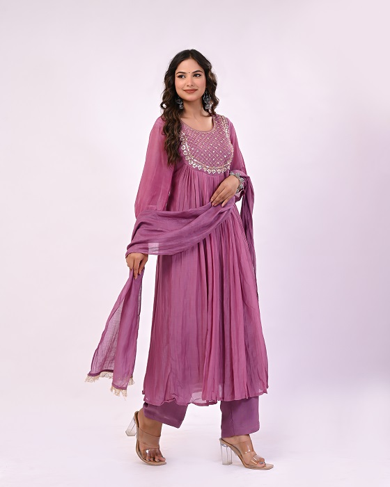WINE MULCHANDERI HANDWORK SUIT SET