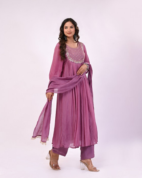 WINE MULCHANDERI HANDWORK SUIT SET