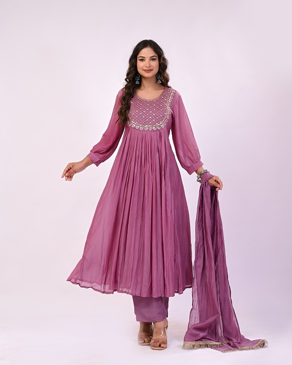 WINE MULCHANDERI HANDWORK SUIT SET