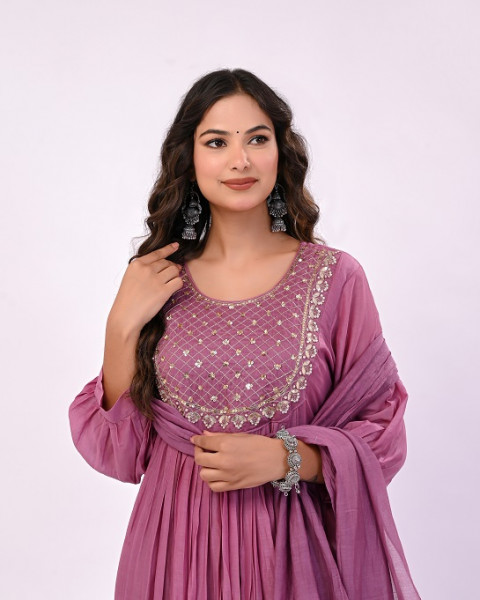 WINE MULCHANDERI HANDWORK SUIT SET