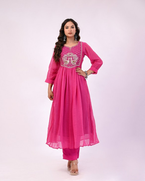 RANI PEACOCK HANDWORK MULCHANDERI SUIT SET