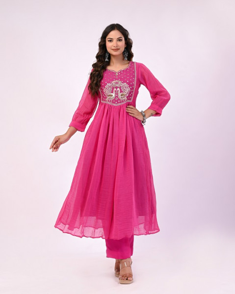 RANI PEACOCK HANDWORK MULCHANDERI SUIT SET