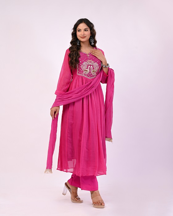 RANI PEACOCK HANDWORK MULCHANDERI SUIT SET