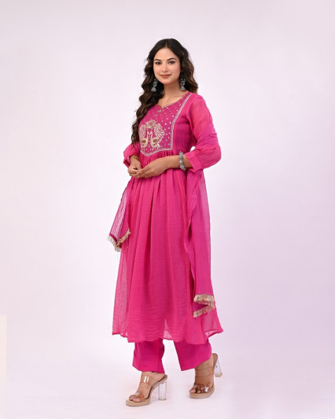 RANI PEACOCK HANDWORK MULCHANDERI SUIT SET