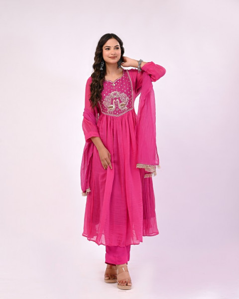 RANI PEACOCK HANDWORK MULCHANDERI SUIT SET