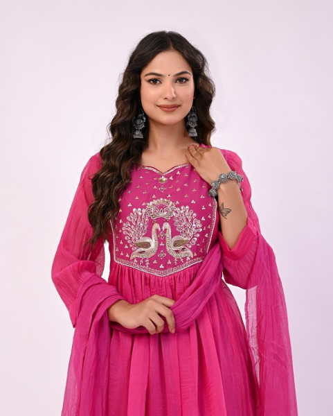 RANI PEACOCK HANDWORK MULCHANDERI SUIT SET