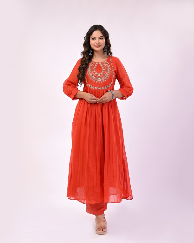 RUSTORANGE HANDWORK MULCHANDERI SUIT SET