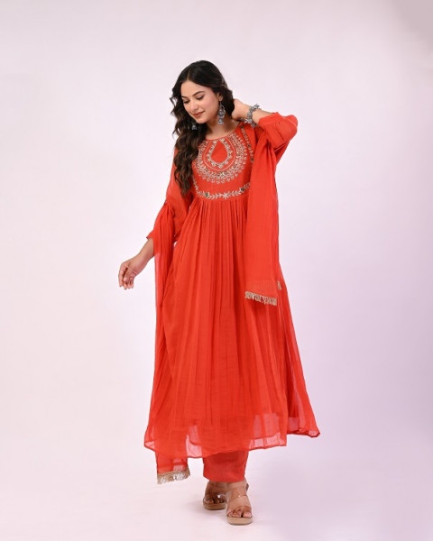 RUSTORANGE HANDWORK MULCHANDERI SUIT SET