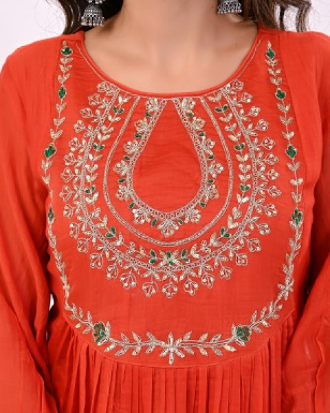 RUSTORANGE HANDWORK MULCHANDERI SUIT SET