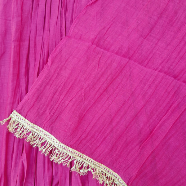 RANI MUL CHANDERI HANDWORK SUIT PANT AND DUPATTA SET