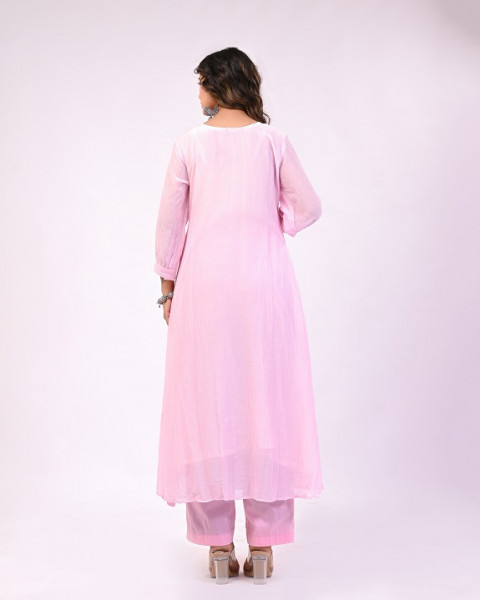 PINK HANDWORK MULCHANDERI SUIT SET