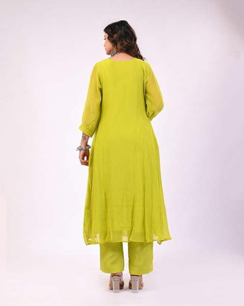 LIRIL GREEN HANDWORK MULCHANDERI SUIT SET