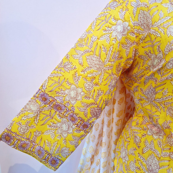 LIGHT YELLOW PRINTED CHANDERI SUIT PANT AND DUPATTA SET