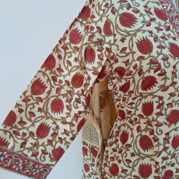 LIGHT SKINNY PRINTED CHANDERI HANDWORK  SUIT PANT AND DUPATTA SET