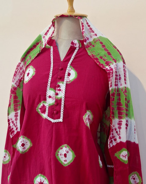 RANI PRINTED COTTON SUIT PANT AND DUPATTA SET