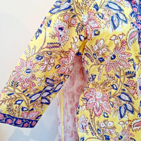 YELLOW PRINTED COTTON SUIT PANT AND DUPATTA SET