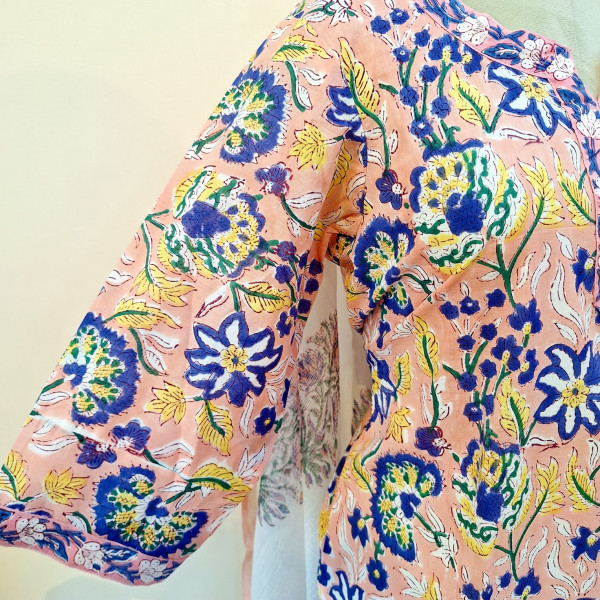 LIGHT PEACH PRINTED COTTON SUIT PANT AND DUPATTA SET