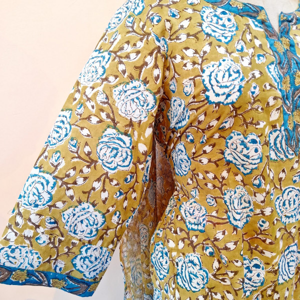 OLIVE GREEN PRINTED COTTON SUIT PANT AND DUPATTA SET