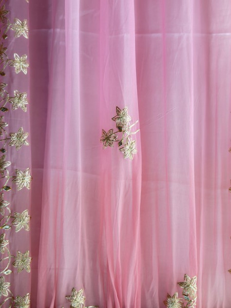 BABYPINK GEORGETTE KACCHAGOTA WORK SUIT SET