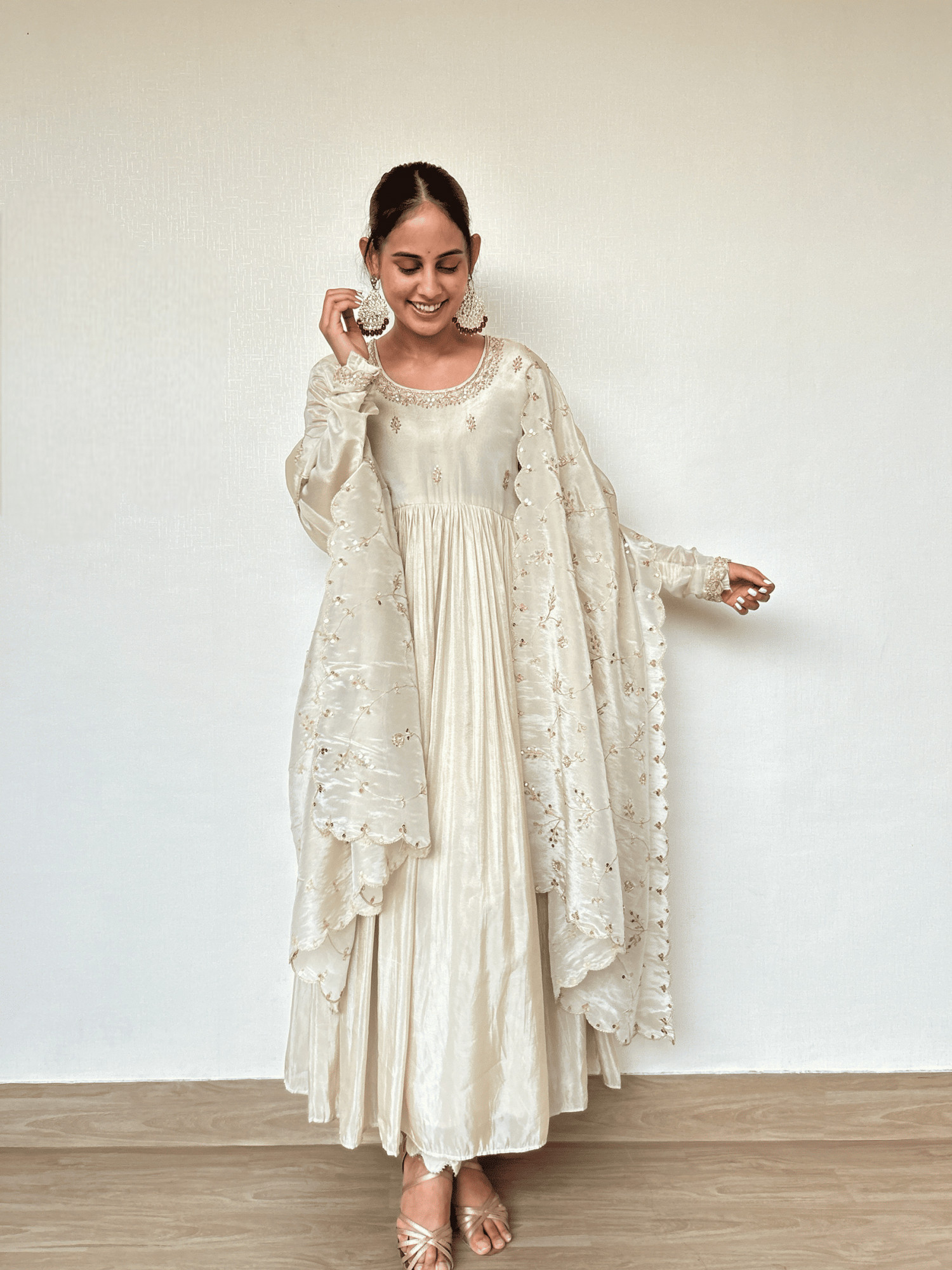 Ivory Tissue Hand Embroidered Suit Set