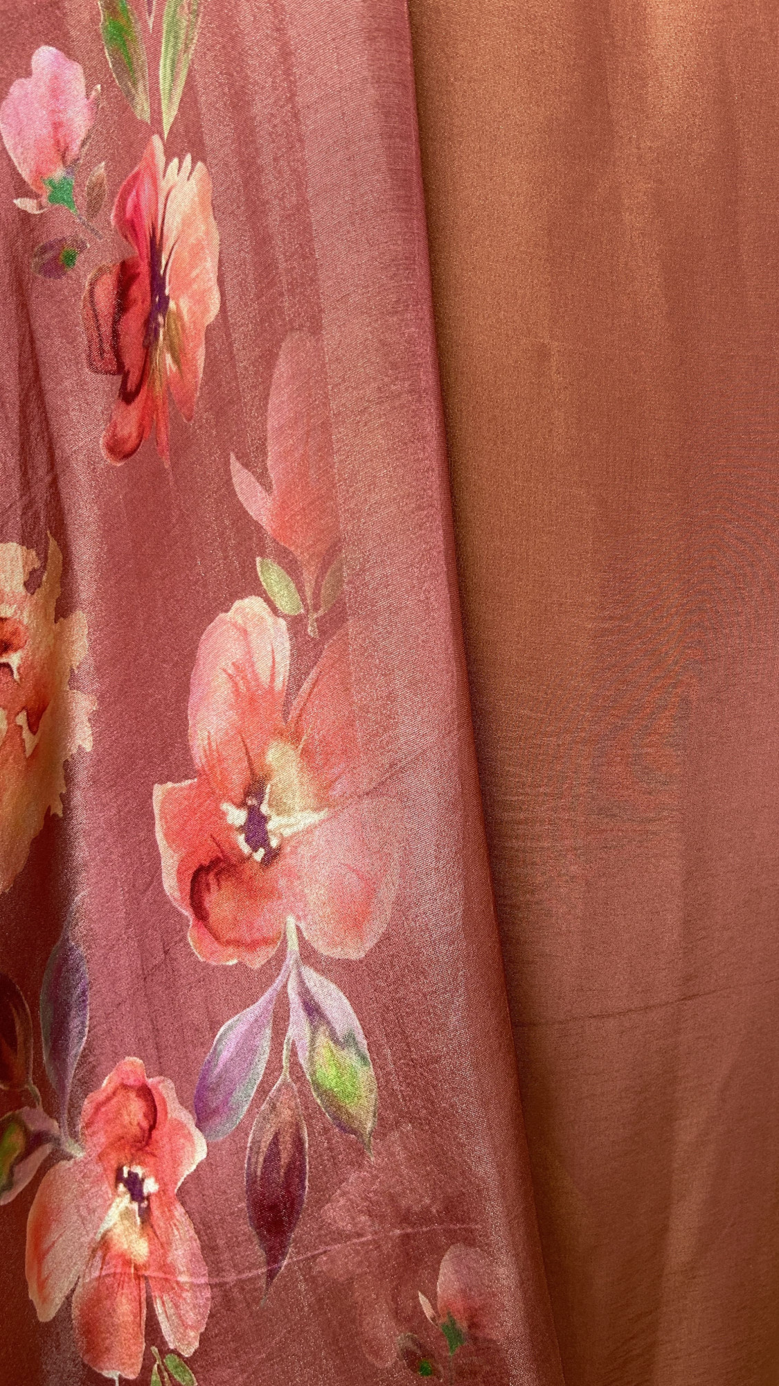 Elegant Deep Salmon Unstitched Suit Set with Digitally Printed Dupatta