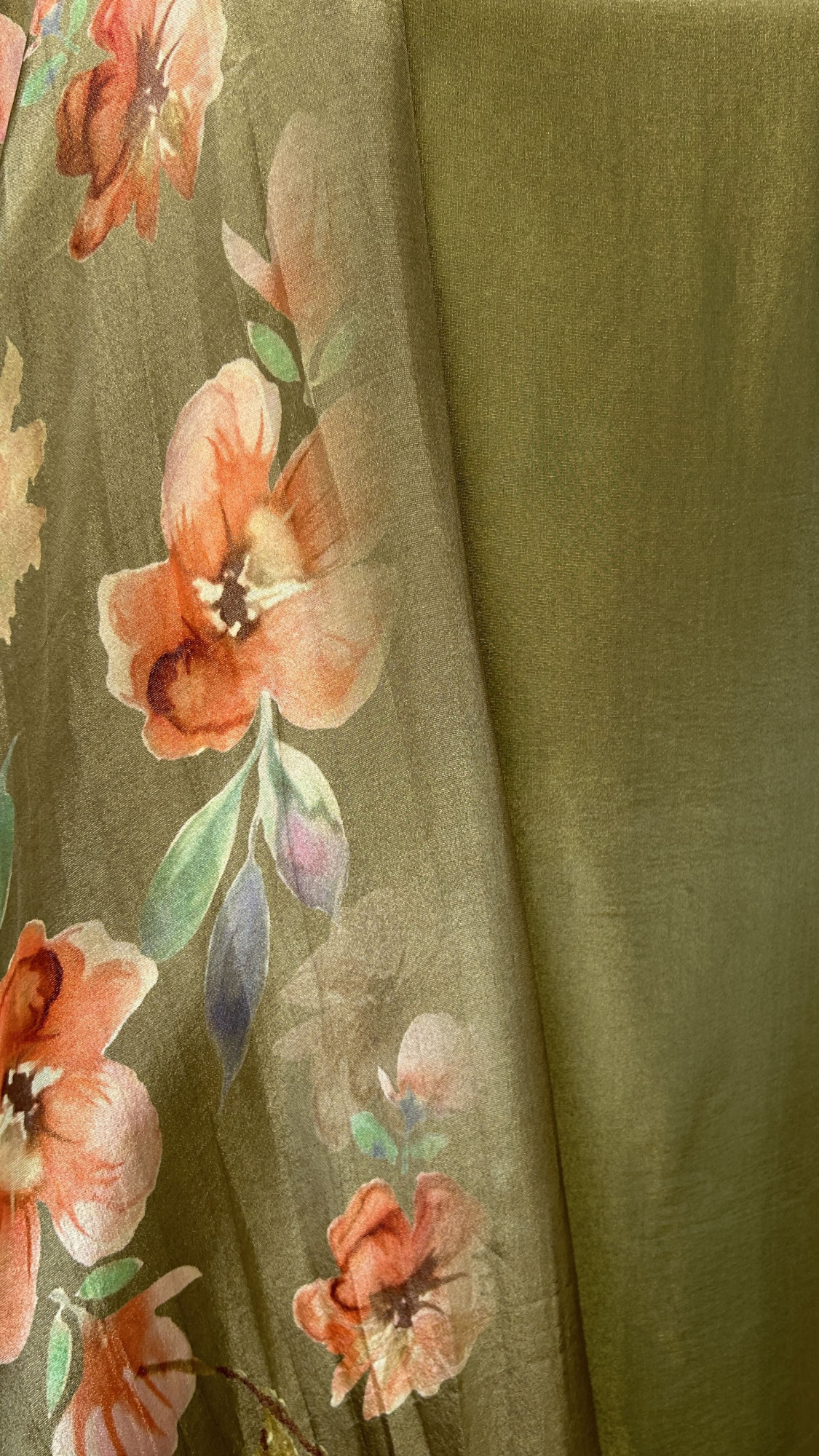 Elegant Olive Green Unstitched Suit Set with Digitally Printed Dupatta
