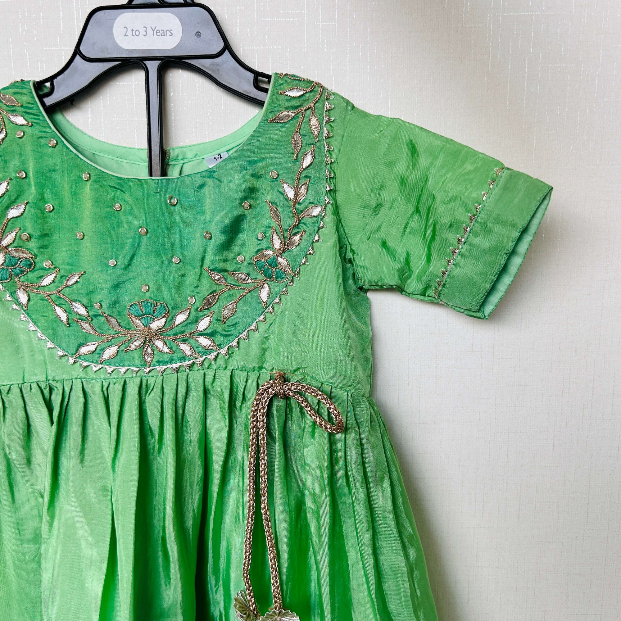 Light Green Silk Ankle-Length Frock