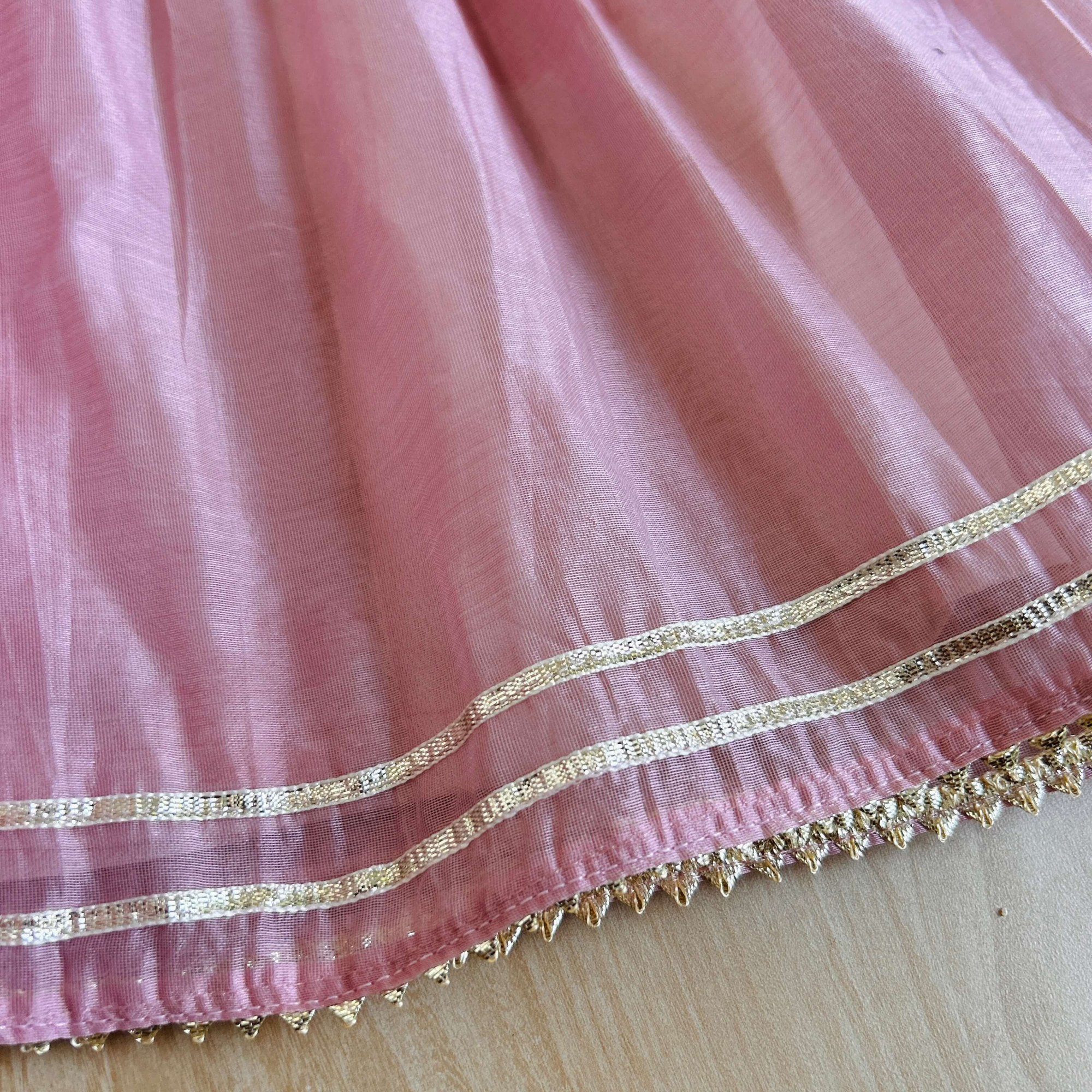 Light Mauve Chanderi Fabric Ankle-Length Frock