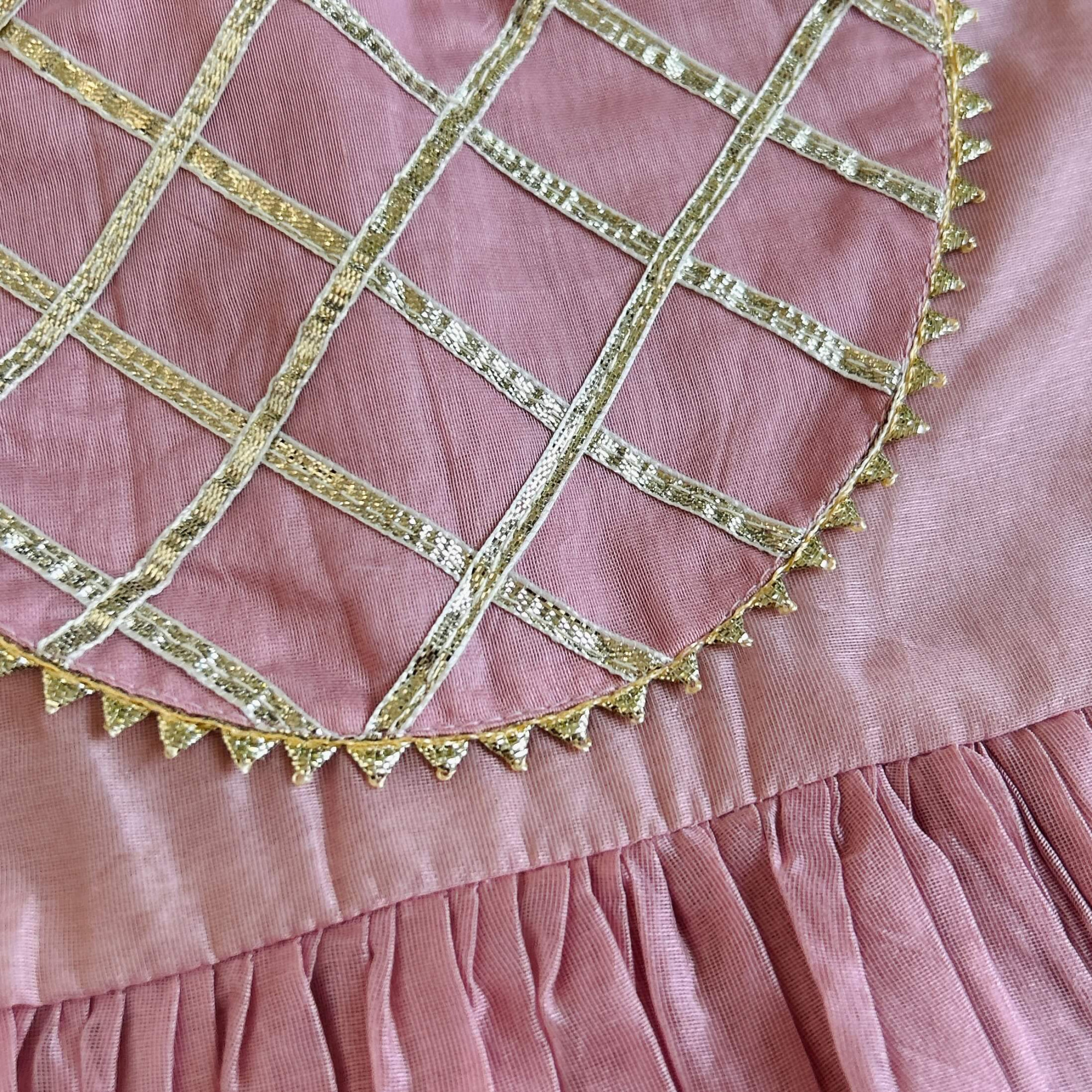 Light Mauve Chanderi Fabric Ankle-Length Frock
