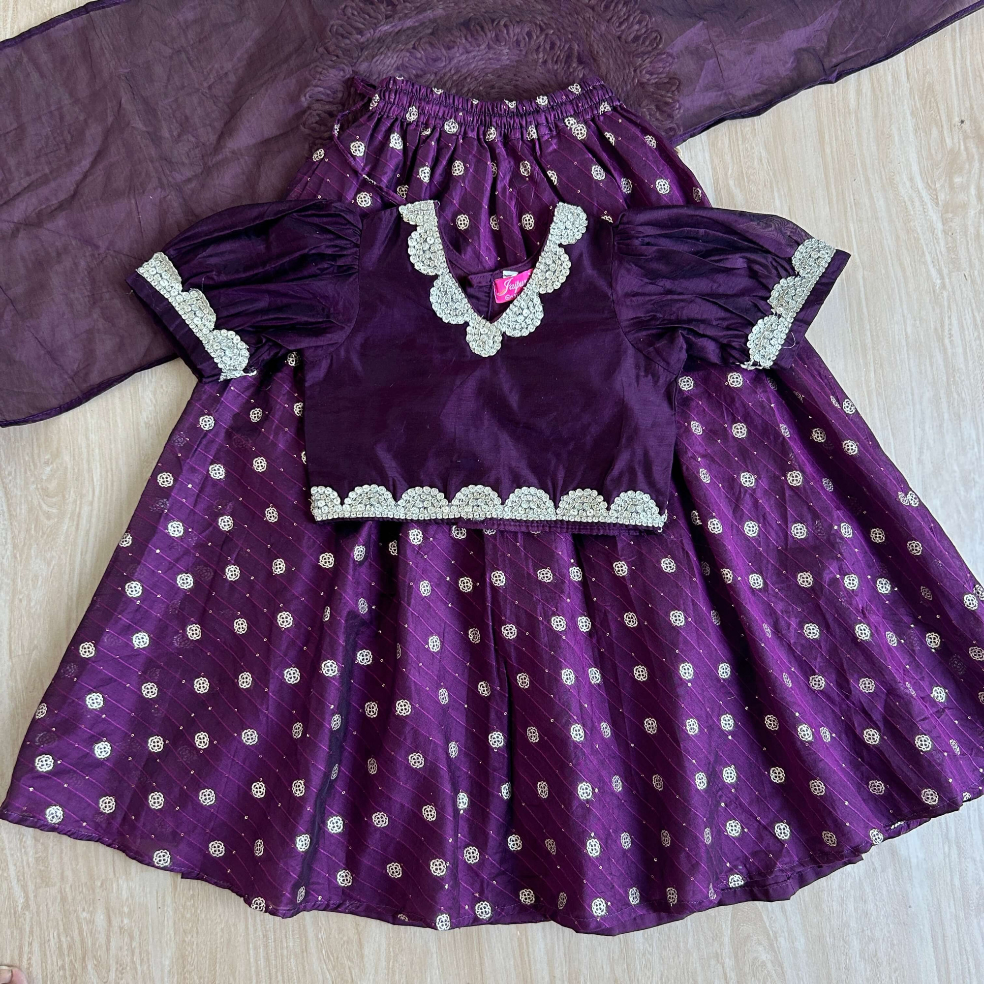 Royal Purple Banarasi Chanderi Lehenga Set