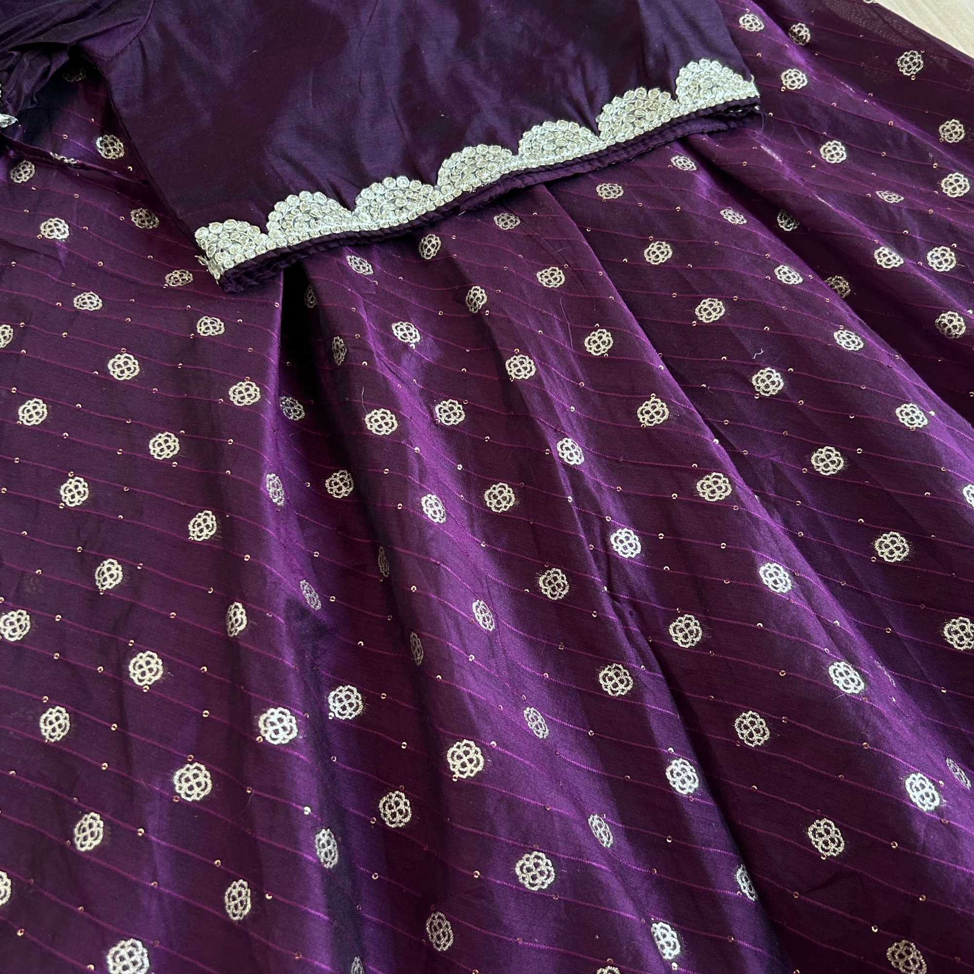 Royal Purple Banarasi Chanderi Lehenga Set