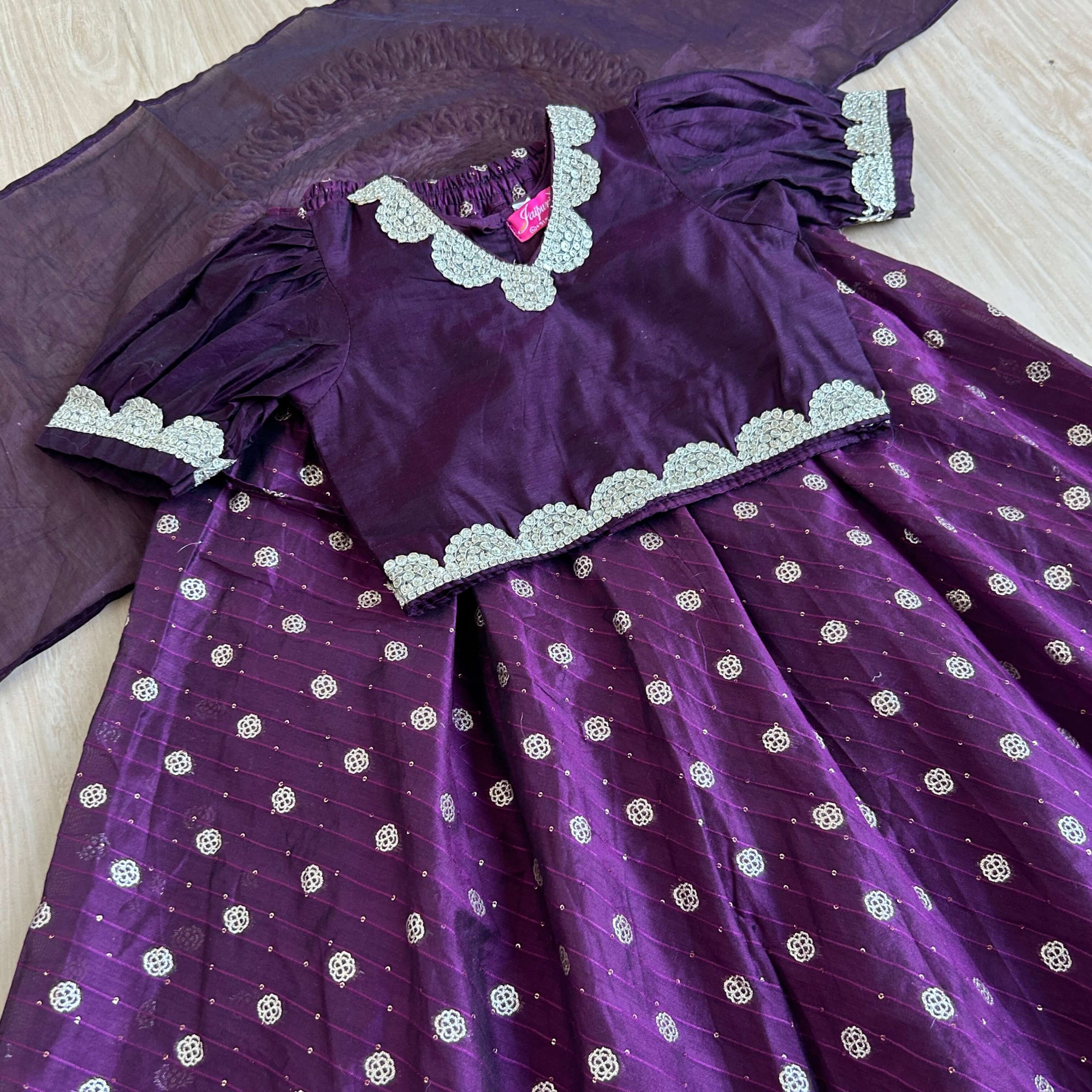 Royal Purple Banarasi Chanderi Lehenga Set