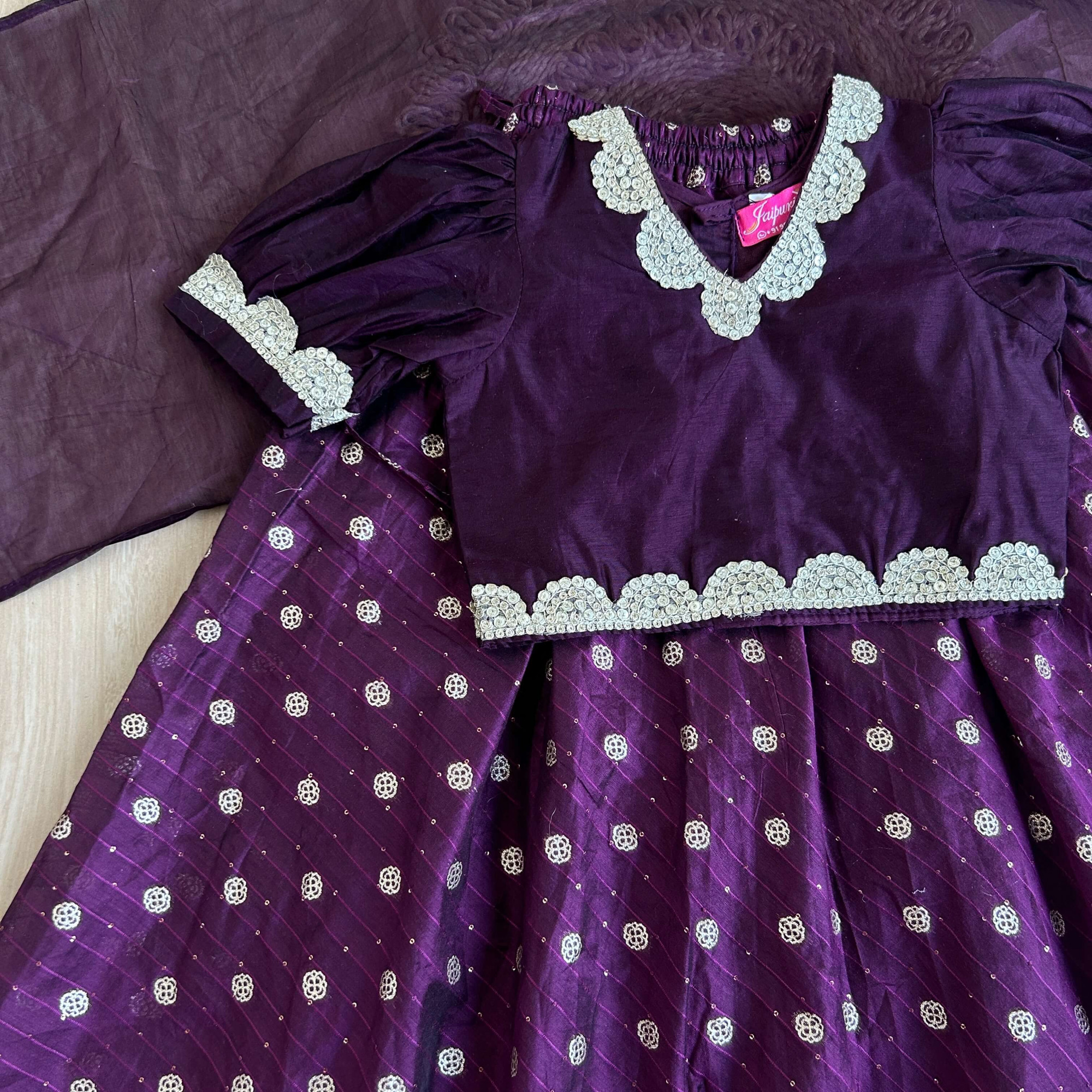Royal Purple Banarasi Chanderi Lehenga Set