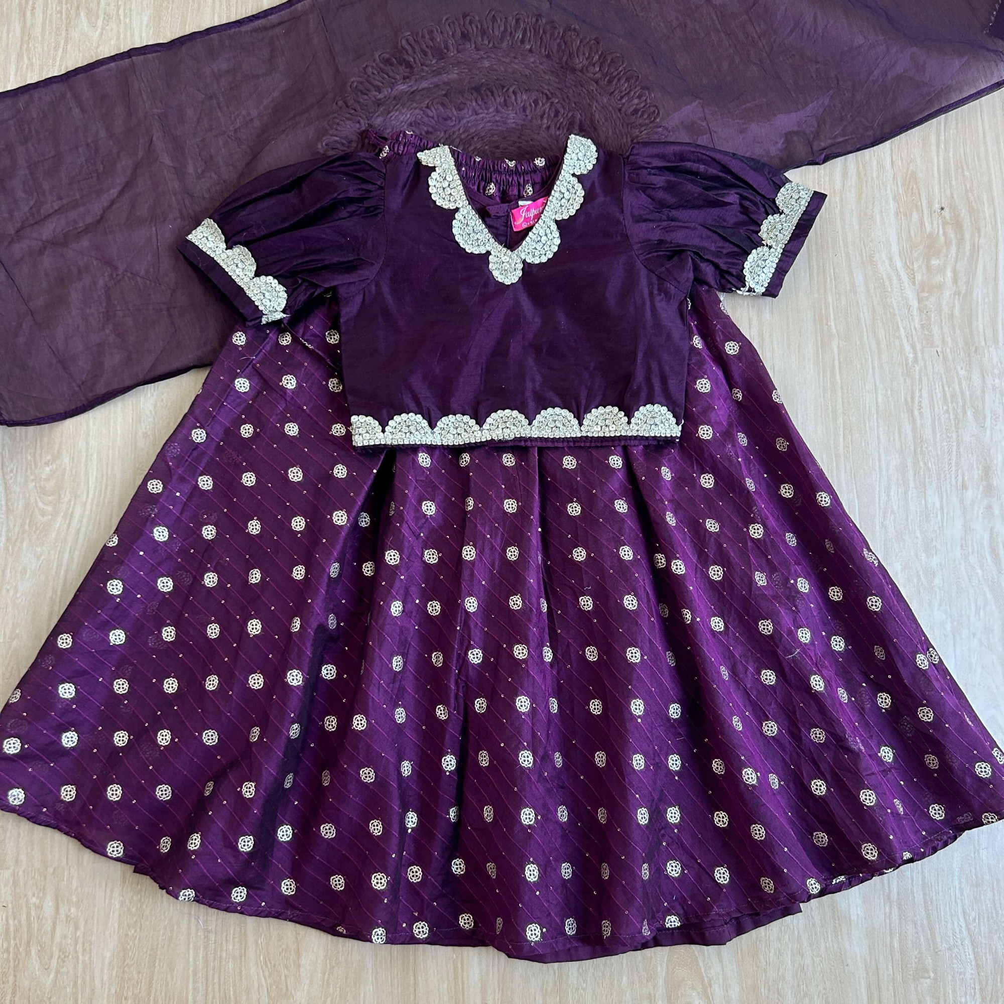 Royal Purple Banarasi Chanderi Lehenga Set