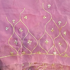 ONION PINK SHIFFON KACCHAGOTA WORK SAREE