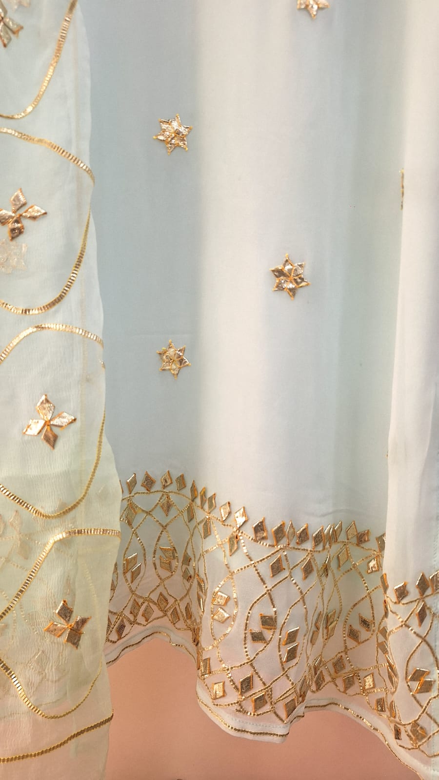 AQUA BLUE KACCHAGOTA GEORGETTE SUIT SET