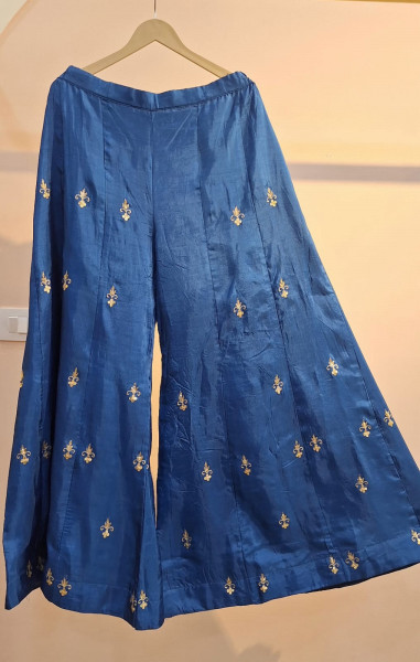 PEACOCK BLUE HANDWORK KURTI GARARA AND DUPPTTA SET
