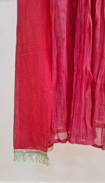 RED HANDWORK MULCHANDERI SUIT SET