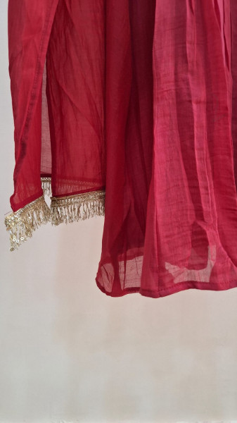 MAROON HANDWORK MULCHANDERI SUIT SET