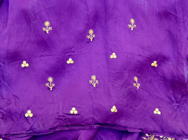 PURPLE SATINORGANZA HANDWORK SAREE