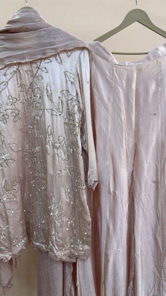 PINK GAJJI HANDWORK SHORT KURTI PLAZO AND DUPPTTA