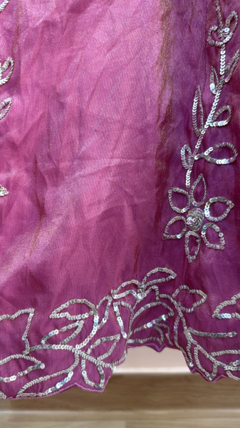 TISSUE PINK HANDWORK ANARKALI WITH ORGANZA DUPPTTA