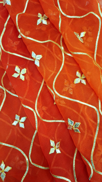 DARK RUST ORANGE KACCHAGOTA HANDWORK SAREE