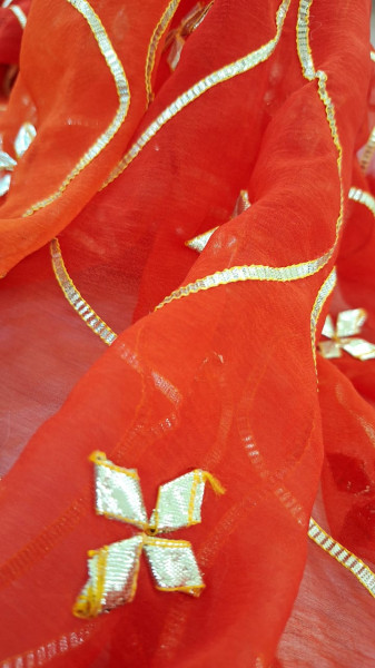 DARK RUST ORANGE KACCHAGOTA HANDWORK SAREE